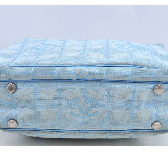 Authentic CHANEL New Travel Line 2Way Shoulder Hand Bag Nylon Leather Blue - Picture 7 of 12